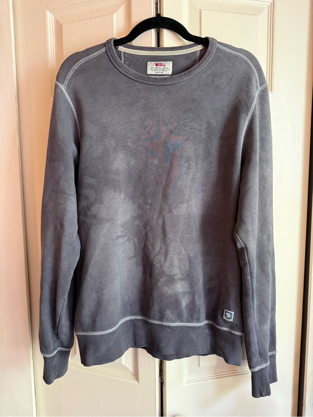Fjallraven Men's Crewneck Sweater in Washed Gray Tie Dye